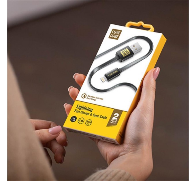 Luxe Cube Кабель Luxe Cube Flat USB - Lightning (M/M),  1 м, чорний (2231252964019)