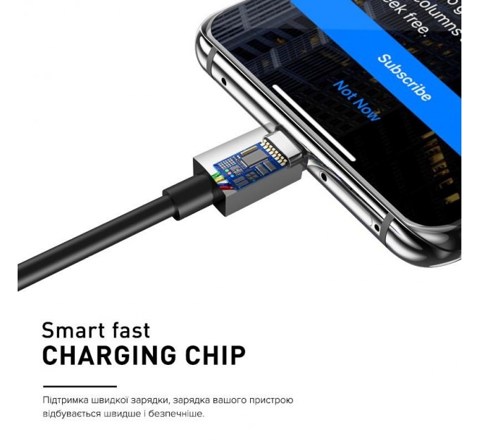 Luxe Cube Кабель Luxe Cube USB-Lightning, 3А, 2м, чорний (8886888698445)