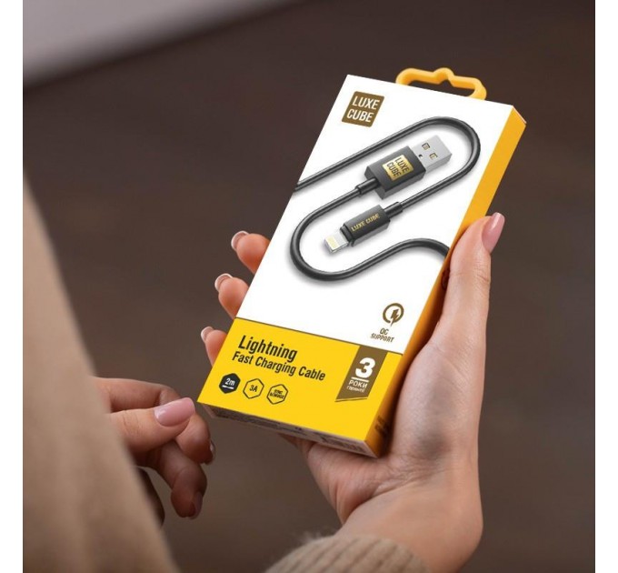 Luxe Cube Кабель Luxe Cube USB-Lightning, 3А, 2м, чорний (8886888698445)