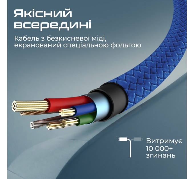 Promate Кабель Promate USB - Lightning (M/M), 2 A, 1 м, xCord-Ai Navy (xcord-ai.navy)
