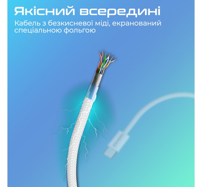 Promate Кабель Promate USB Type-C - Lightning (M/M), 3 A, 27 W, 1.2 м, EcoLine-Ci120 White (ecoline-ci120.white)