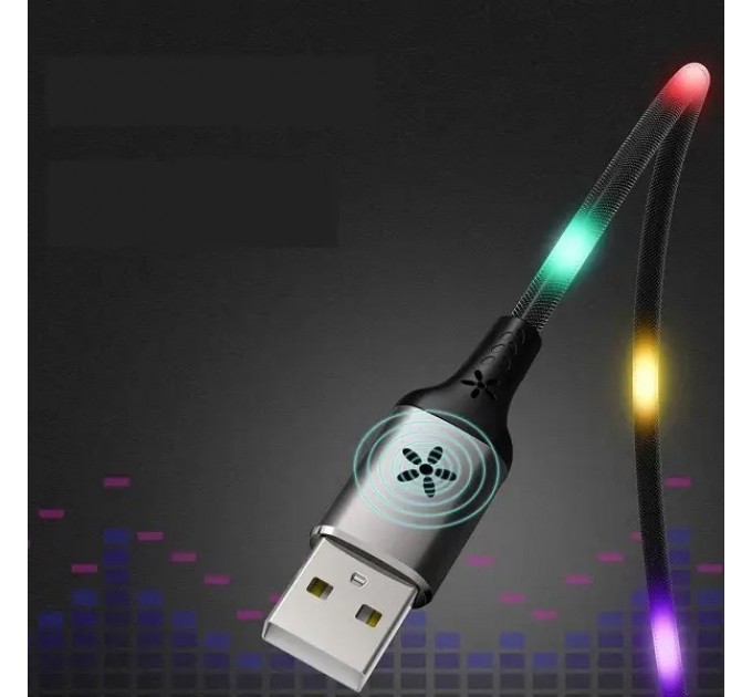 Remax Кабель Remax RC-133i EL Luminous (Sound-Activated) USB - Lightning (M/M), 1 м Black (6954851297567)