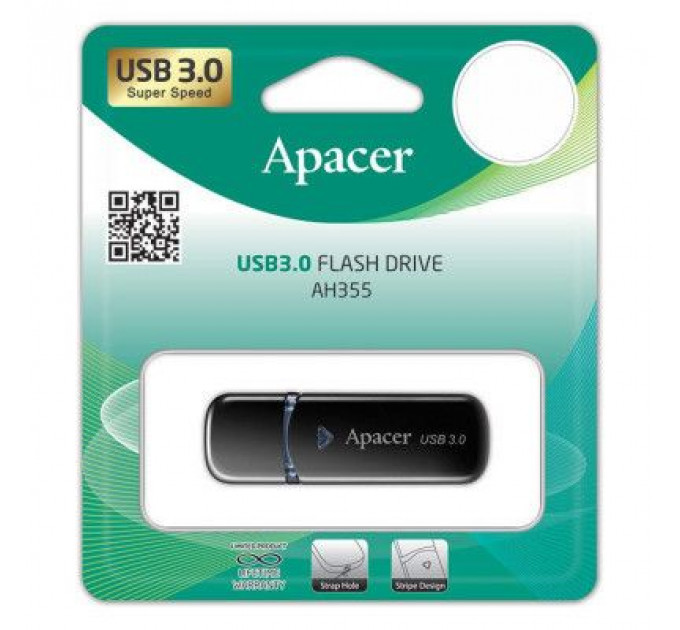 USB флеш накопичувач Apacer 32GB AH355 Black USB 3.0 (AP32GAH355B-1)