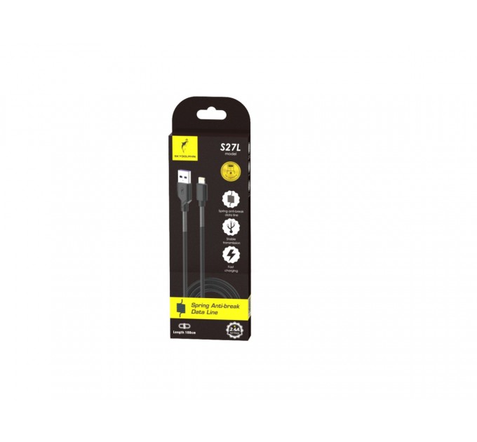 SkyDolphin Кабель SkyDolphin S27L Spring Anti-Brake USB - Lightning (M/M), 1 м, Black (SDUSB-000609)