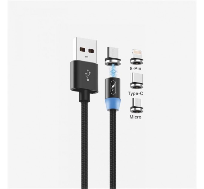 SkyDolphin Кабель SkyDolphin S59KIT Magnetic USB - Lightning + microUSB + Type-C 1м, Black (SDUSB-000547)