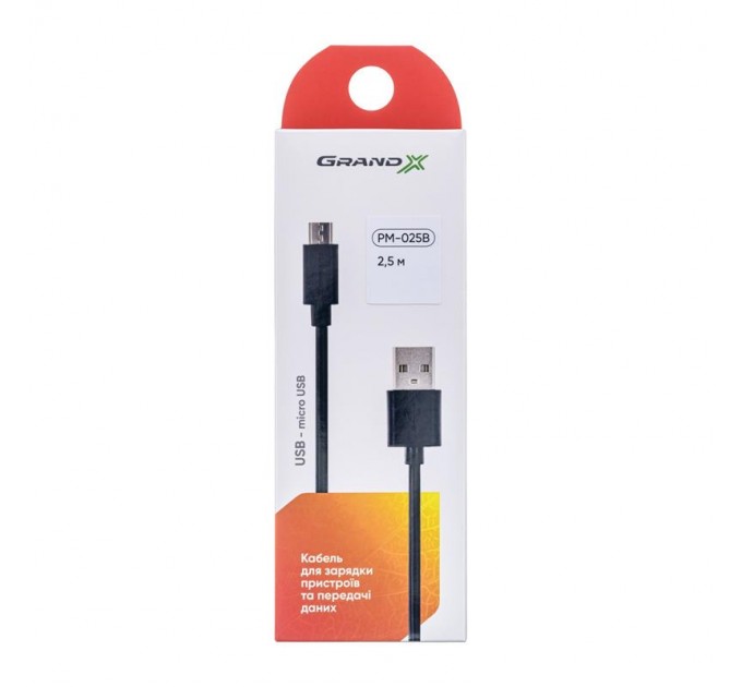 Grand-X Кабель Grand-X USB - micro USB (M/M), Cu, 2.5 м, Black (PM025B)