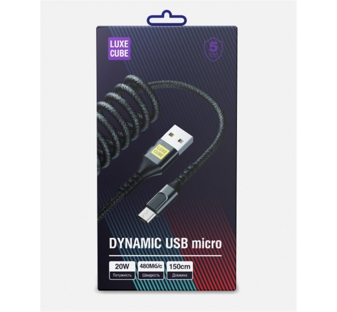 Luxe Cube Кабель Luxe Cube Dynamic USB - micro USB (M/M), 1.5 м, Black (4446689101236)