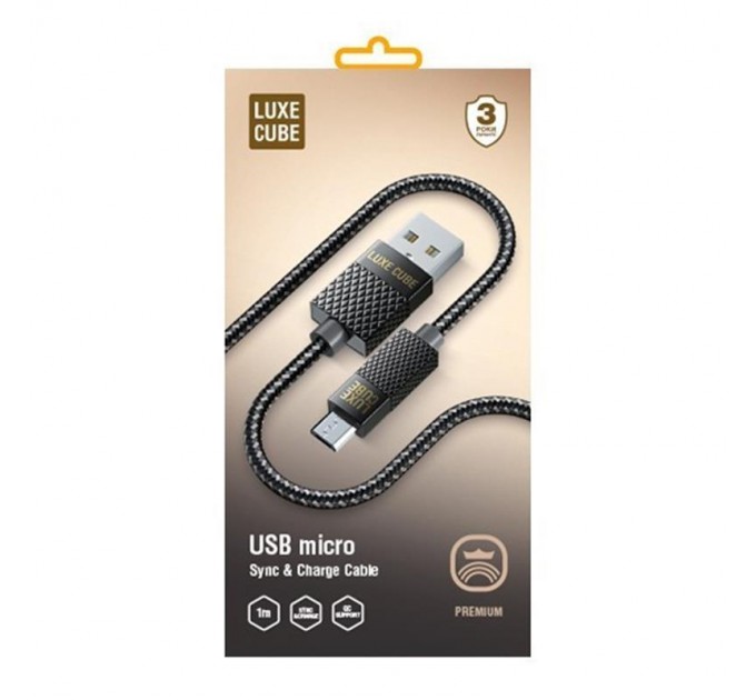 Luxe Cube Кабель Luxe Cube Premium USB - micro USB (M/M), 1 м, сірий (8886668686167)
