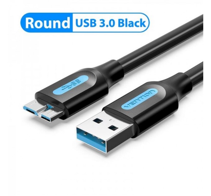 Vention Кабель Vention USB - micro USB Type-B (M/M), PVC, Round nickel-plated, 0.5 м, Black (COPBD)