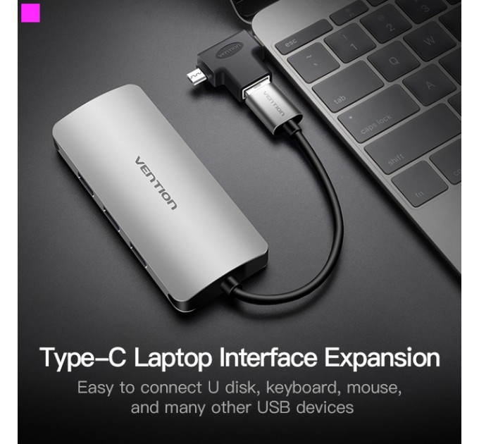 Vention Адаптер Vention USB - USB Type-C + micro USB V 3.0 (F/M) Black (CDIB0)