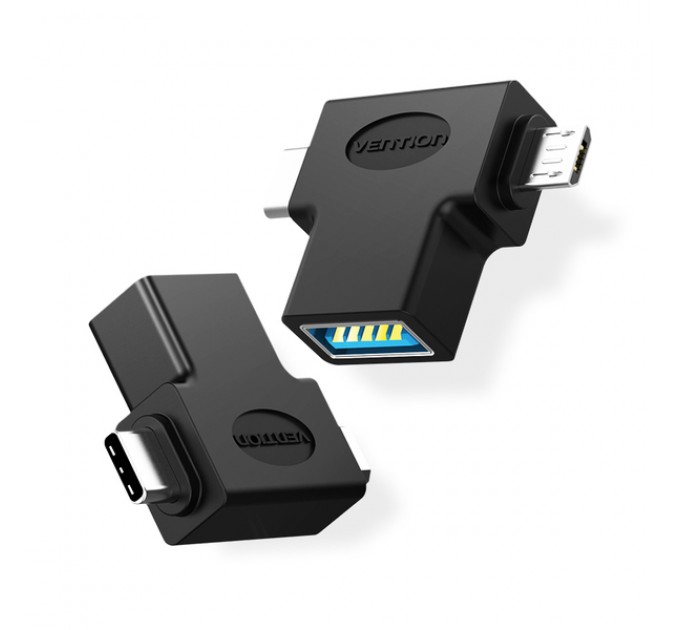 Vention Адаптер Vention USB - USB Type-C + micro USB V 3.0 (F/M) Black (CDIB0)