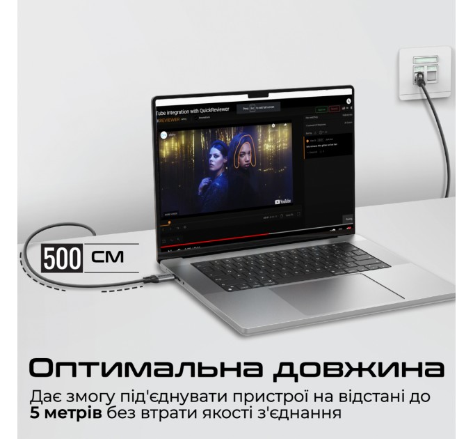 Promate КабеКабель Promate USB Type-C - RJ-45, 5 м, Black (clink-rj45)