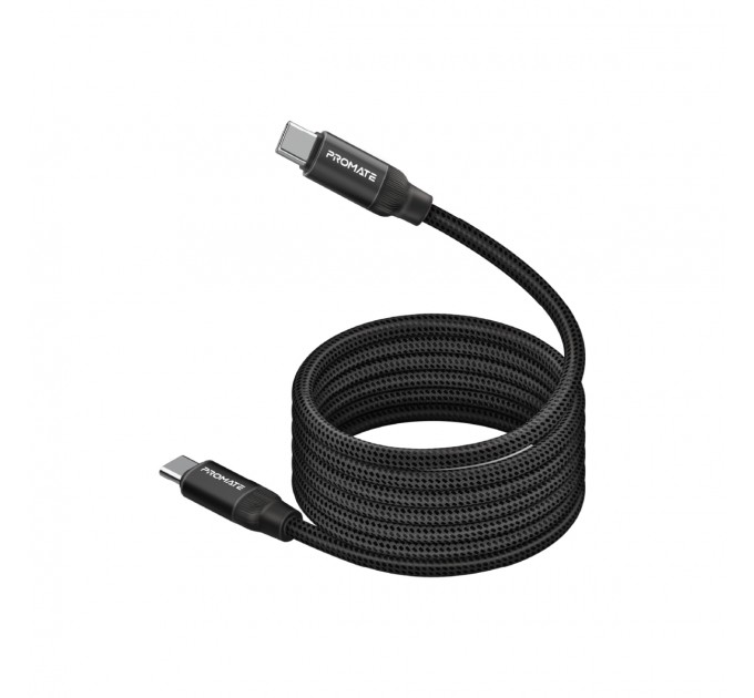 Promate Кабель Promate USB Type-C - USB Type-C (M/M), 3 A, 60 W, 1.2 м, Springy Black (springy.black)