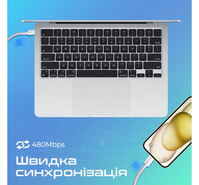 Promate Кабель Promate USB Type-C - USB Type-C (M/M), 3 A, 60 W, 2 м, EcoLine-CC200 Pink (ecoline-cc200.pink)