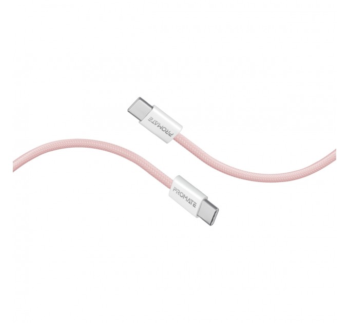 Promate Кабель Promate USB Type-C - USB Type-C (M/M), 3 A, 60 W, 2 м, EcoLine-CC200 Pink (ecoline-cc200.pink)