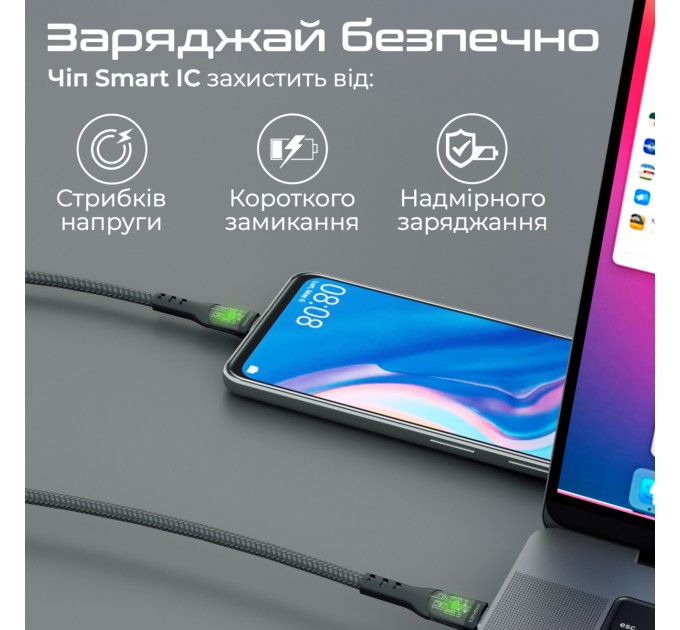 Promate Кабель Promate USB Type-C - USB Type-C (M/M), 3 A, 60 W, 2 м, TransLine-CC200 Black (transline-cc200.black)