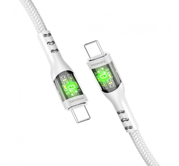 Кабель Promate USB Type-C - USB Type-C (M/M), 3 A, 60 W, 2 м, TransLine-CC200 White (transline-cc200.white)