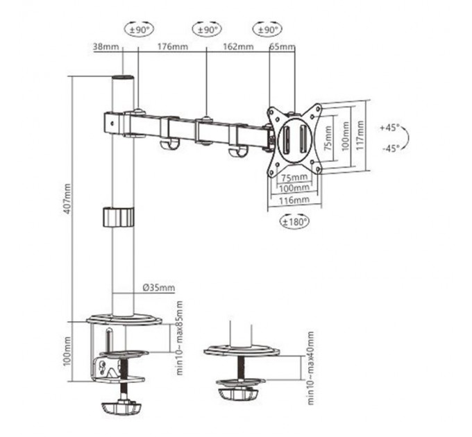 Кронштейн Gembird MA-D1-01 (VESA100х100)