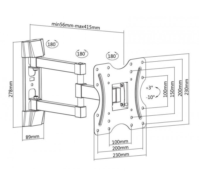 Кронштейн Satelit 19-42PIVOT200A (VESA200х200)