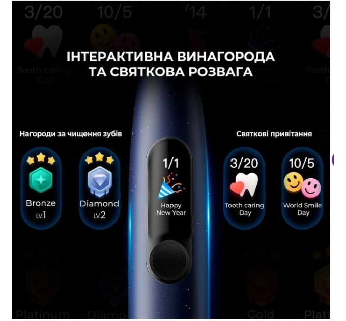 Oclean Розумна зубна електрощітка Oclean X Pro Digital Electric Toothbrush Dark Blue (6970810553482)