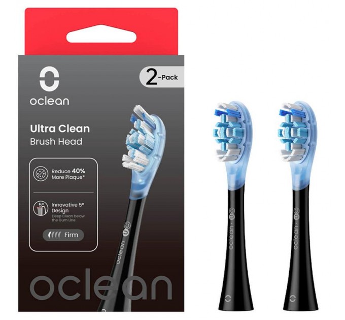 Oclean Насадка для зубної електрощітки Oclean UC02 B02 Ultra Clean Brush Head Black (2 шт) (6970810553543)