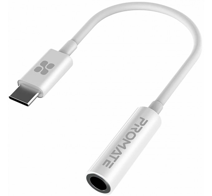 Адаптер Promate USB Type-C - 3.5 мм (M/F), 0.2 м, AuxLink-C White (auxlink-c.white)