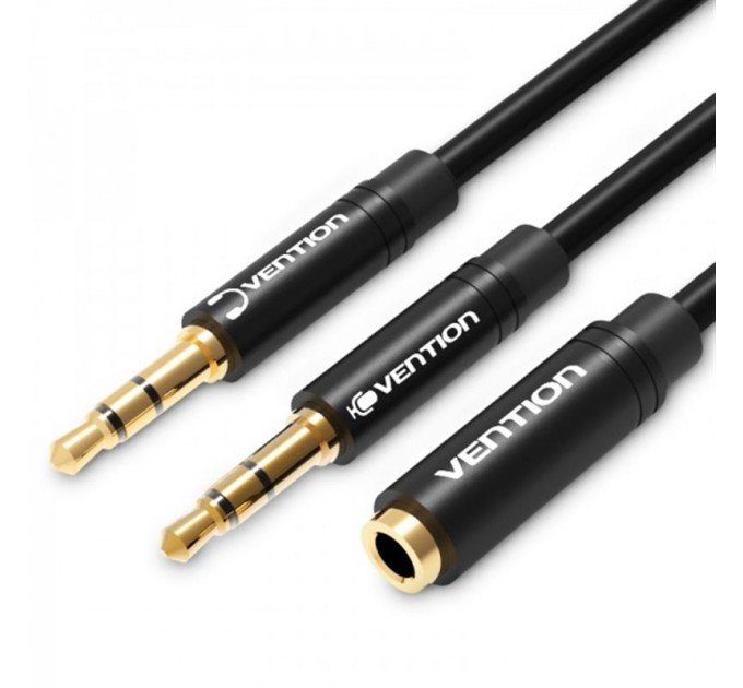 Vention Кабель Vention 3.5 мм - 2х3.5 мм (F/M), 0.6 м, Black (BBUBAB)
