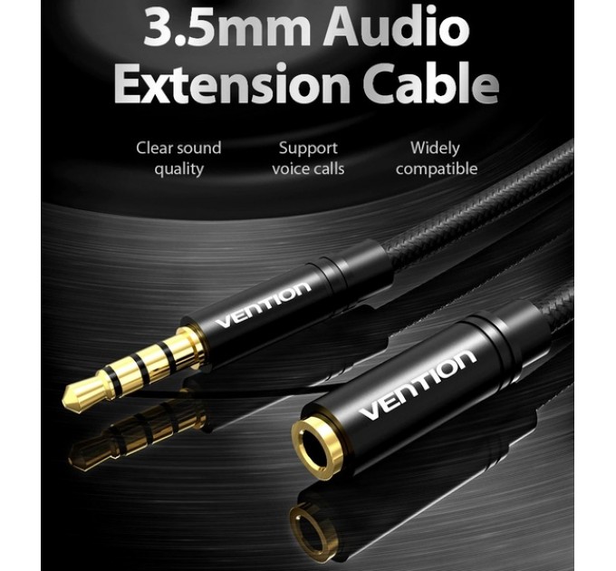 Vention Кабель Vention 3.5 мм - 3.5 мм (M/F), 0.5 м, Black (VAB-B06-B050-M)
