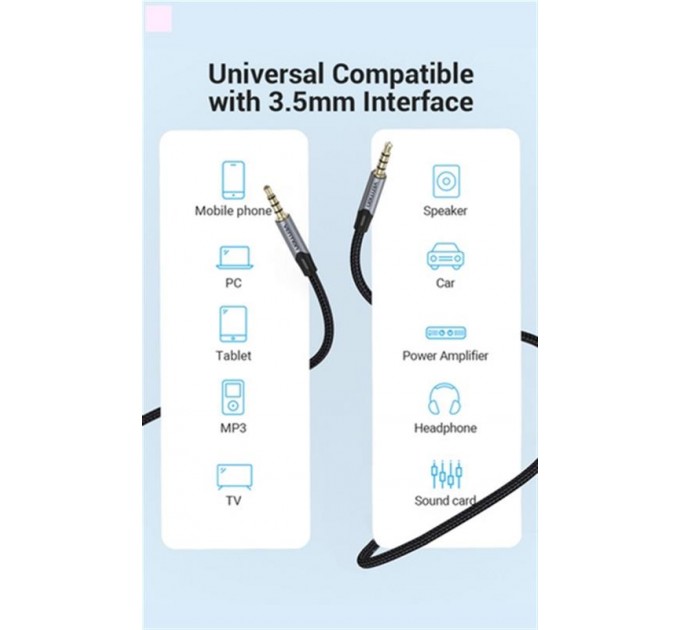 Vention Кабель Vention 3.5 мм - 3.5 мм (M/M), 1.5 м, Black (BAQHG)