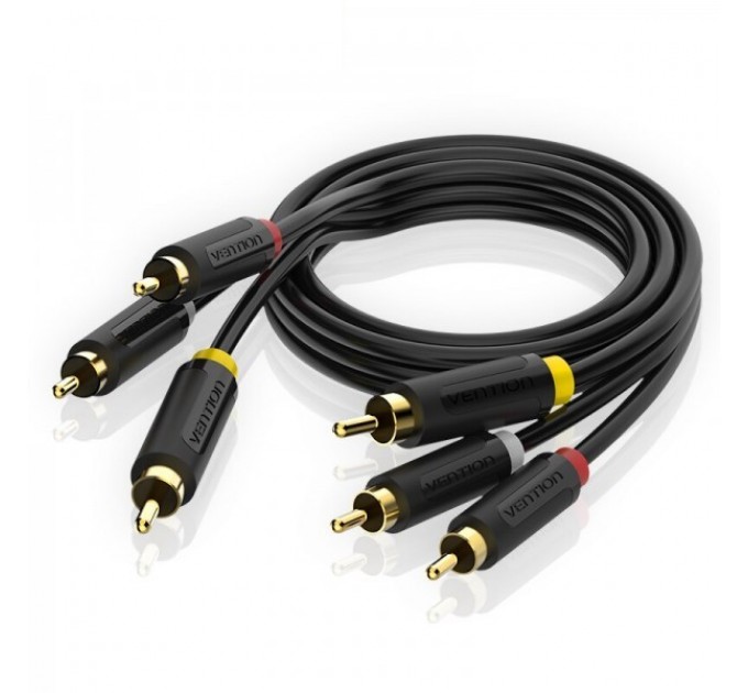 Vention Кабель Vention 3xRCA - 3xRCA, 1 м, M/M, чорний (BCABF)