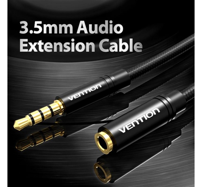 Vention Кабель Vention Audio 3.5 мм - 3.5 мм, M/F, 1 м, чорний (BHBBF)