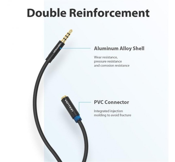 Vention Кабель Vention Audio 3.5 мм - 3.5 мм, M/F, 1 м, чорний (BHBBF)