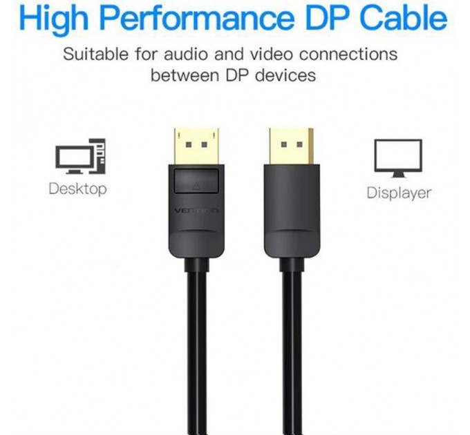 Кабель Vention DisplayPort - DisplayPort (M/M), 1 м, чорний (HACBF)