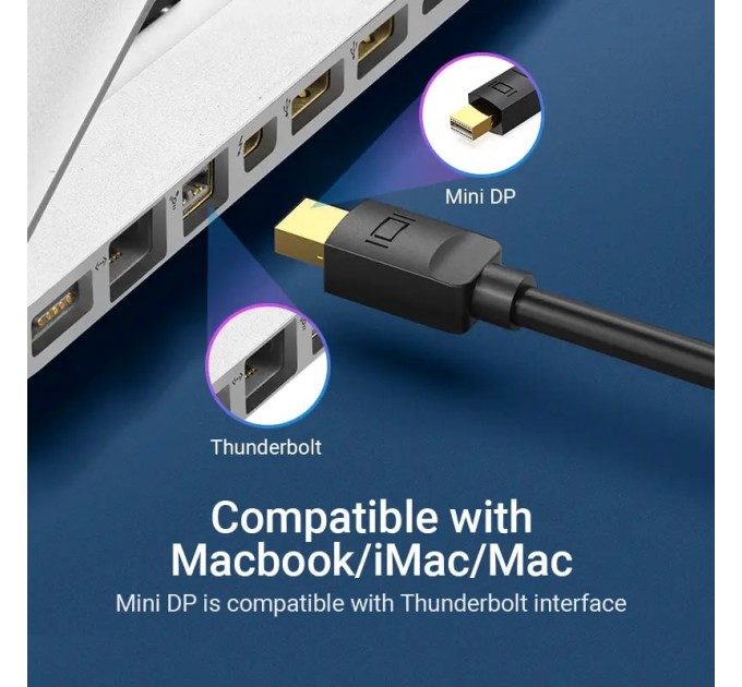 Vention Кабель Vention MiniDisplayPort - DisplayPort V 1.2 (M/M), 3 м, чорний (HAABI)