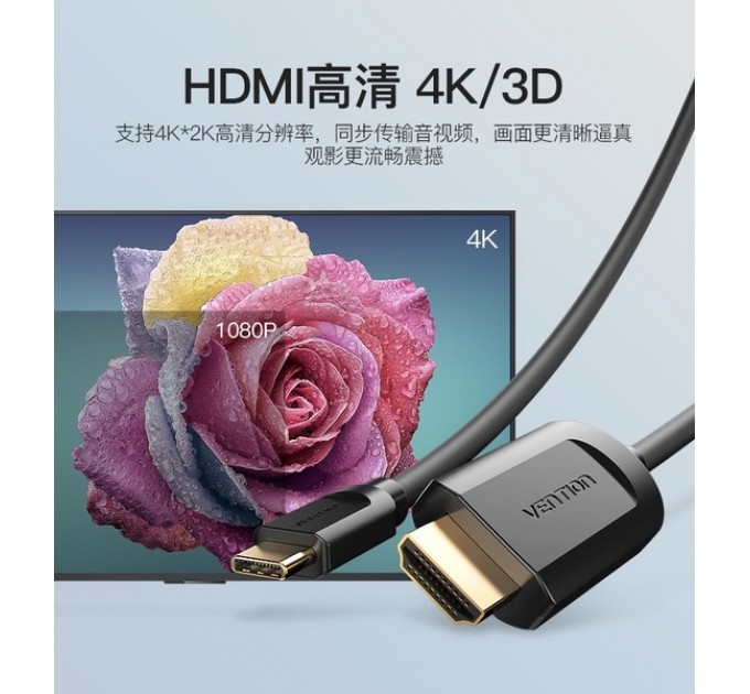 Vention Адаптер-кабель Vention USB Type-C - HDMI (M/M), 2 м, Black (CGUBH)