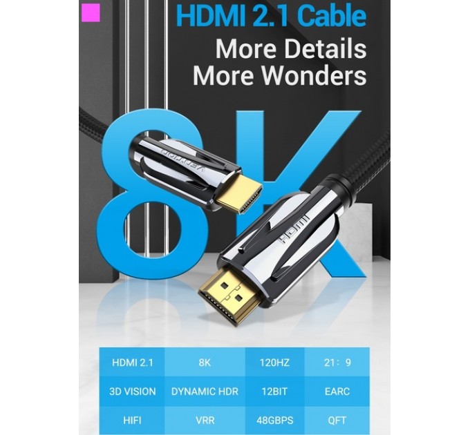 Vention Кабель Vention HDMI-HDMI, 2 m, v2.1 (AALBH)