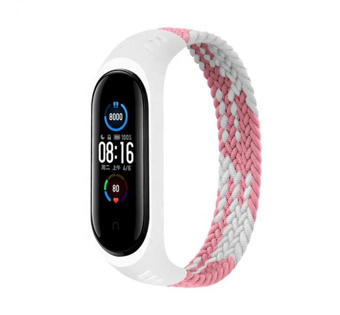 BeCover Ремінець BeCover Elastic Nylon Style для Xiaomi Mi Smart Band 5/Mi Smart Band 6 Size L Pink/White (706164)