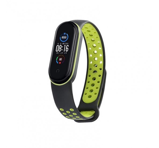 Ремінець BeCover Nike Style для Xiaomi Mi Smart Band 5/Mi Smart Band 6 Black-Green (705152)