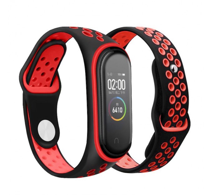 Ремінець BeCover Nike Style для Xiaomi Mi Smart Band 5/Mi Smart Band 6 Black-Red (705153)