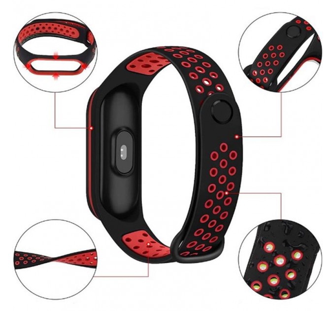 Ремінець BeCover Nike Style для Xiaomi Mi Smart Band 5/Mi Smart Band 6 Black-Red (705153)