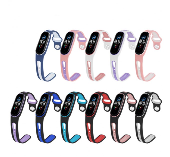 BeCover Ремінець BeCover Sport Style для Xiaomi Mi Smart Band 5/Mi Smart Band 6/Mi Smart Band 7 White-Pink (705174)