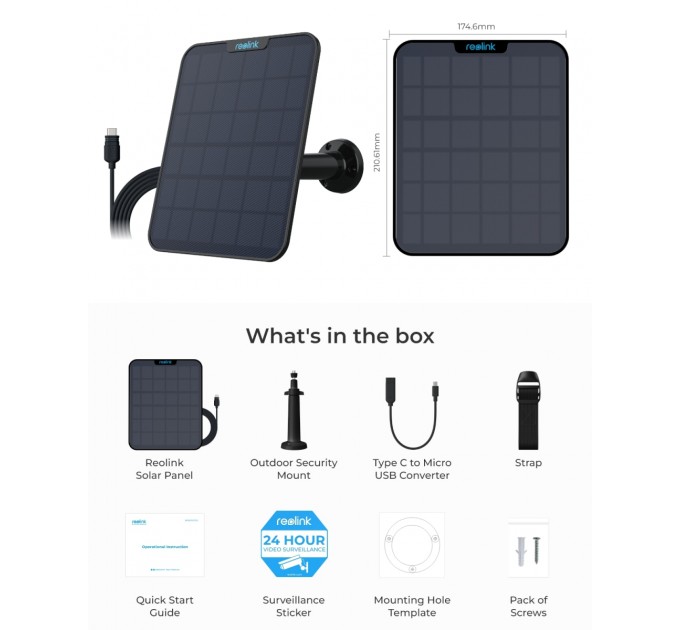 Reolink Сонячна панель Reolink Solar Panel 2 Black