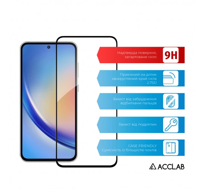 Захисне скло ACCLAB Full Glue для Samsung Galaxy A35 SM-A356 Black (1283126588778)