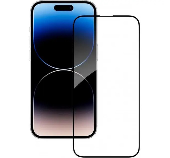 Noname Захисне скло для Apple iPhone 15/14 Pro Black, 0.3 мм, 5D/10D (Z26655) без упаковки