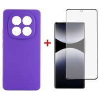 Чохол до мобільного телефона Dengos Kit Xiaomi Redmi Note 14 Pro case Carbon + glass (Purple) (DG-KM-130)