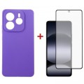 Dengos Чохол до мобільного телефона Dengos Kit Xiaomi Redmi Note 14 case Carbon + glass (Purple) (DG-KM-129)