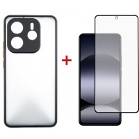 Чохол до мобільного телефона Dengos Kit Xiaomi Redmi Note 14 case Matte + glass (Black) (DG-KM-127)