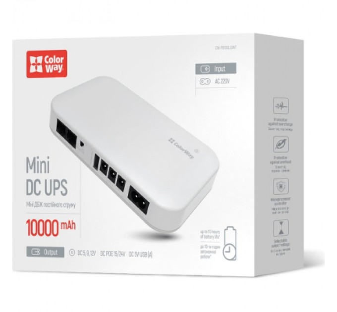 Пристрій безперебійного живлення ColorWay CW-PB100LI3WT 10000mAh 21W (CW-PB100LI3WT)