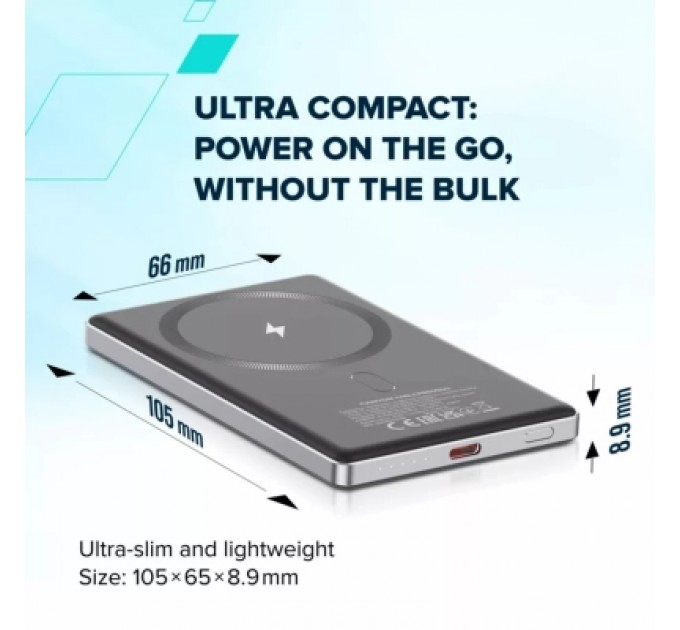 Батарея універсальна Canyon 5000mAh OnPower 505 slim Magsafe PD/20W Beige (CNS-CPB505BE)