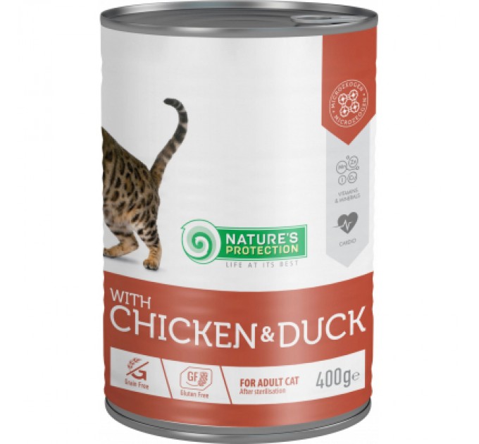 Консерви для котів Nature's Protection Adult Sterilised Chicken & Duck 400 г (KIK45611)